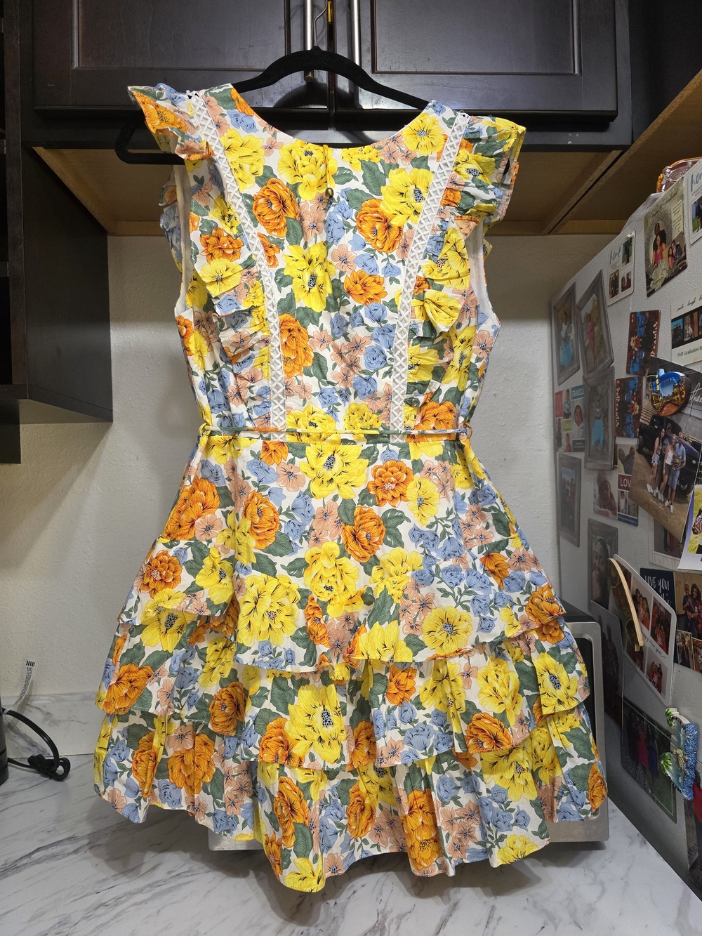 Hello Molly Romper Style Floral Ruffle Tie-Waist Mini Dress  Women Size Medium - Picture 4 of 14